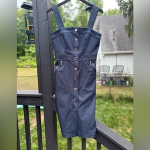 Blue Midi Dress with Fitted Waist